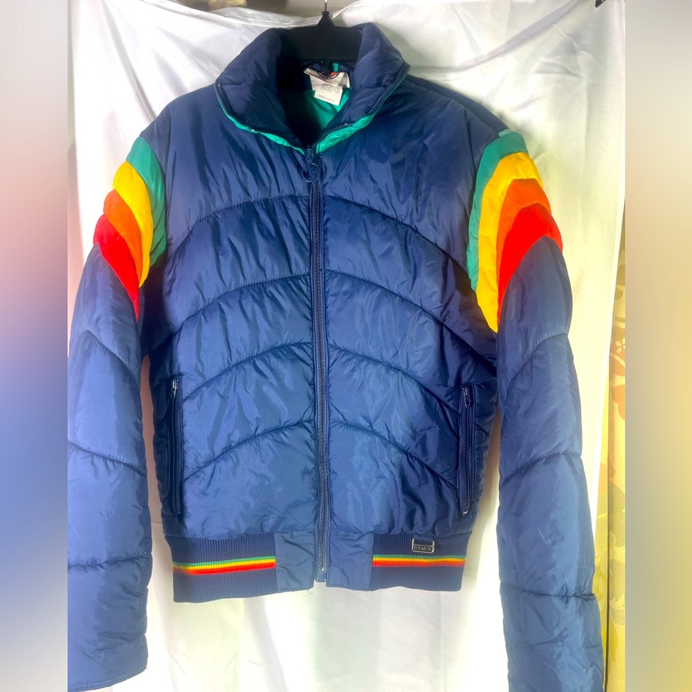 Vintage 80's Mountain Goat By White Stag Rainbow Puffer Jacket Women's Small